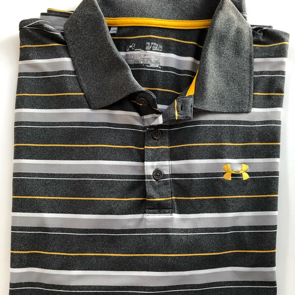 Under Armour Men’s Gray & Yellow Striped Polo Shirt